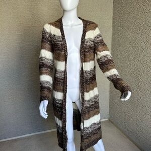 No Boundaries Brown and Cream Striped Cardigan